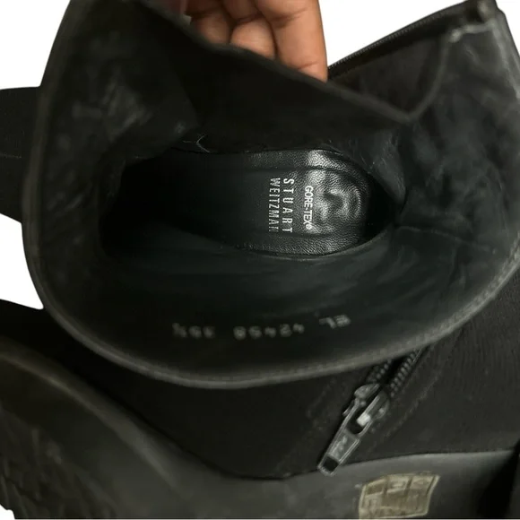 Stuart Weitzman Gore-Tex Black High Heel Ankle Boots - Picture 6 of 9
